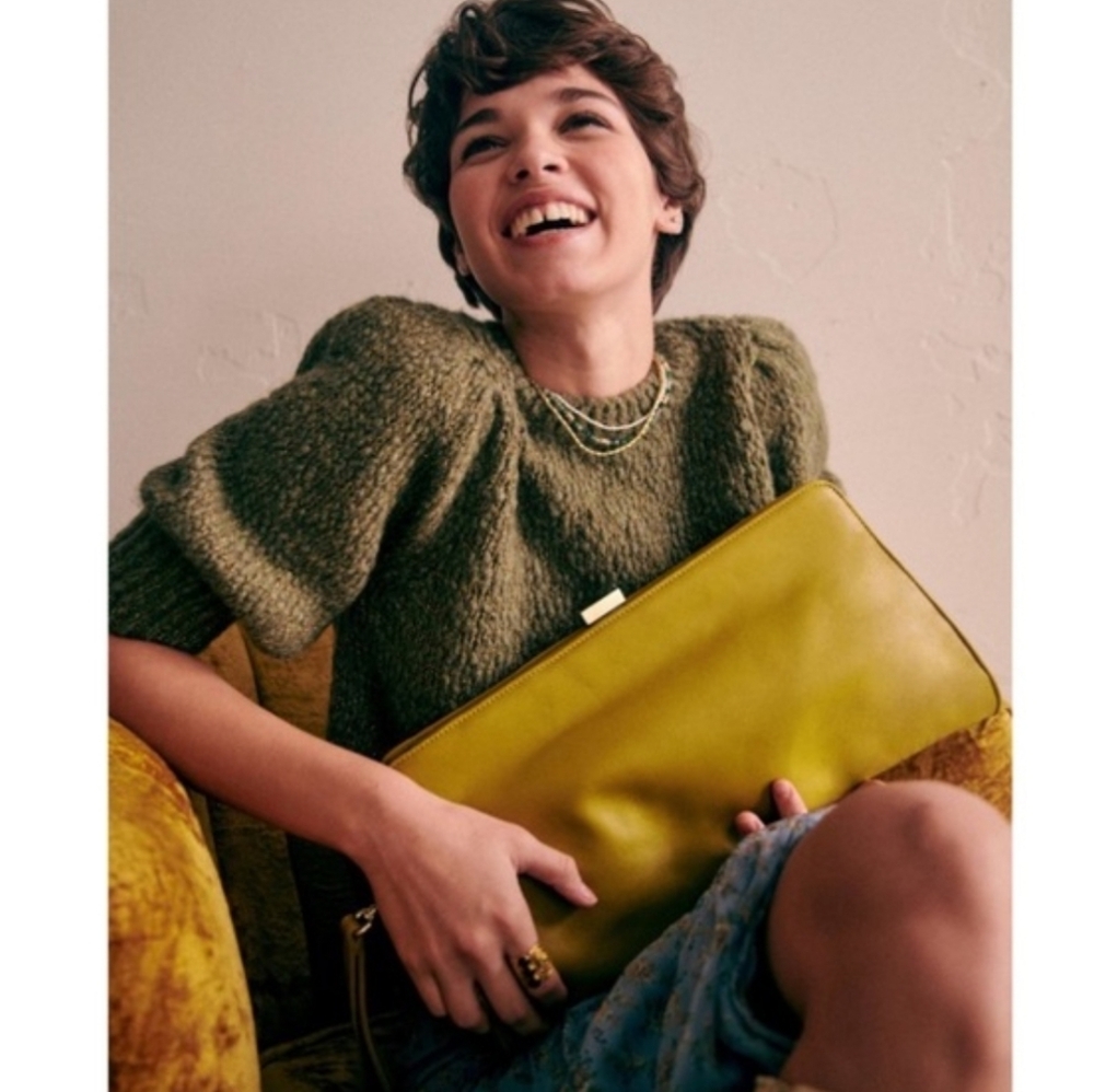 SÉZANE Norah Merino Wool Alpaca Green Gold Thread Knit Sweater XS NWOT